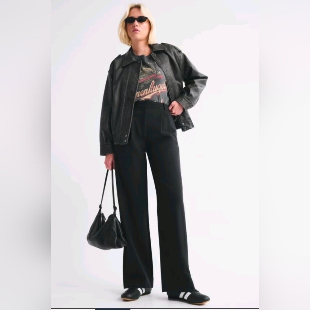 Abercrombie & Fitch Sloane Tailored Wide Leg Pants - black